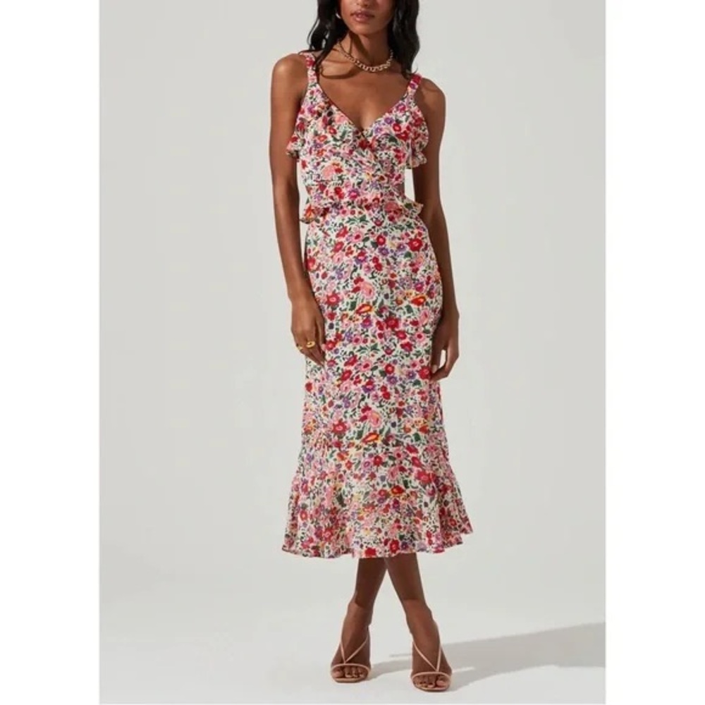 ASTR the Label | Wildflower Pink & Red Floral Dress | Size Large